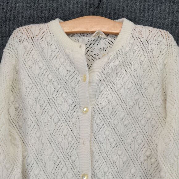 Vintage Sidney Gould Button Front Cardigan Sweater Womens Size L White Made USA - Picture 7 of 13